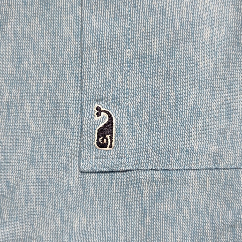 Mens Three Button Light Blue Stretch Pocket Polo - Picture 6 of 8